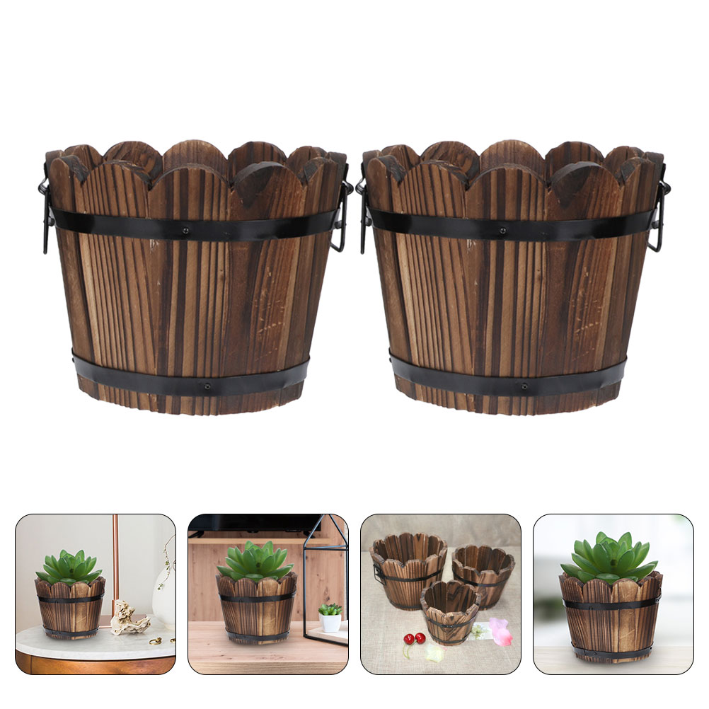 2 Pcs Wooden Flower Pot Carbon - Aloe Vera Pot incelemesi ve fiyatı