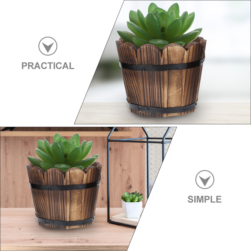 2 Pcs Wooden Flower Pot Carbon - Aloe Vera Pot incelemesi ve fiyatı