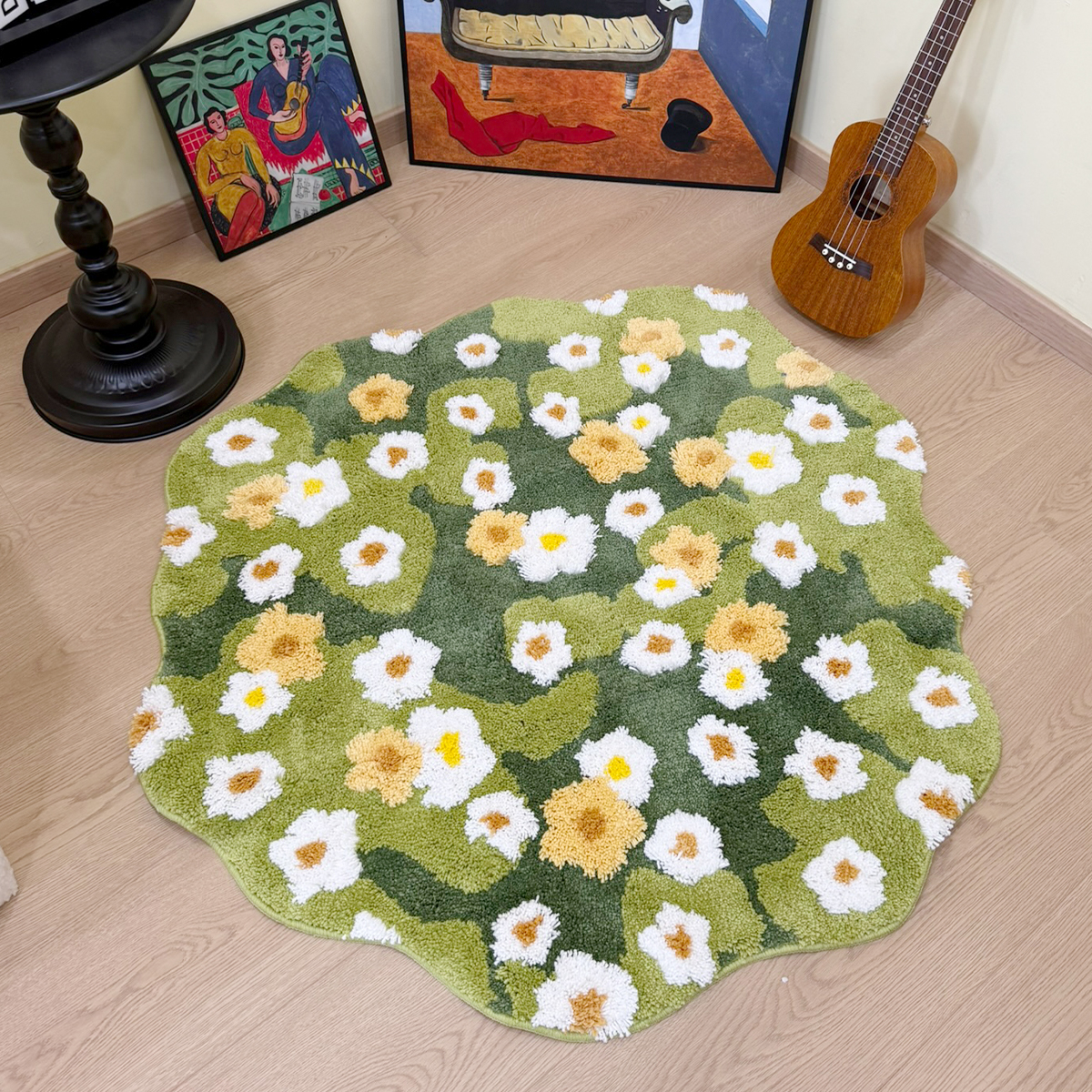 Green Meadow Daisy Tufted Rug, - Maranta Prayer Plant incelemesi ve fiyatı