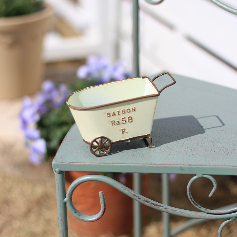 Vintage Iron Two-Wheel Cart Pl - Pilea Peperomioides incelemesi ve fiyatı