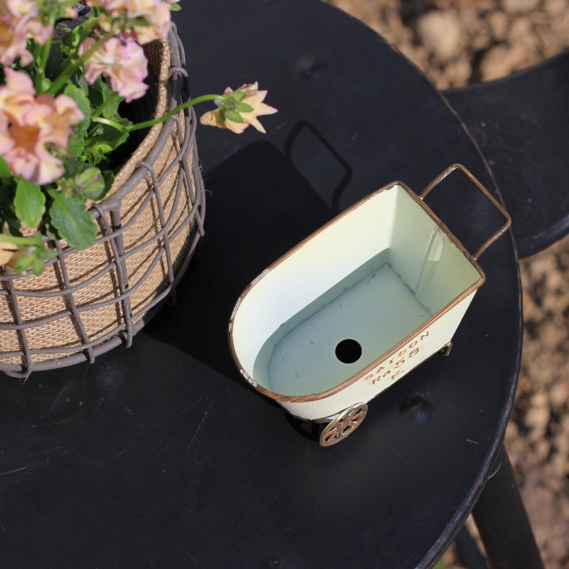 Vintage Iron Two-Wheel Cart Pl - Pilea Peperomioides incelemesi ve fiyatı
