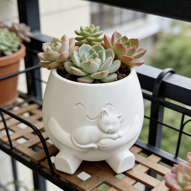 3D Printed Cat Flowerpot Decor - Echeveria Succulent incelemesi ve fiyatı