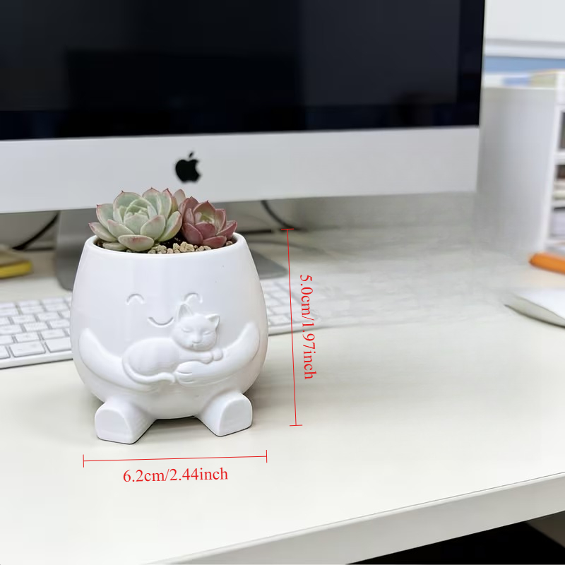 3D Printed Cat Flowerpot Decor - Echeveria Succulent incelemesi ve fiyatı